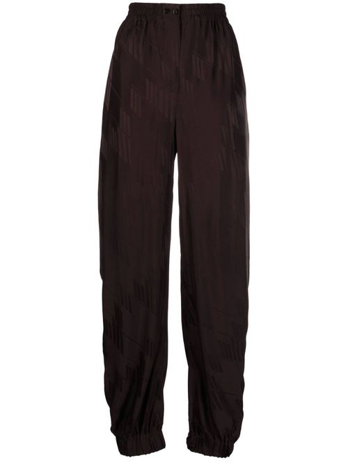 Logo-jacquard tapered trousers - Brown