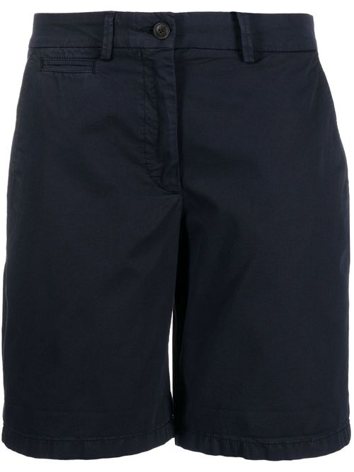 Embroidered-logo cotton-lyocell-blend shorts - Blue