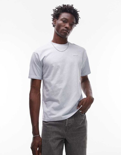 Tonal logo vintage oversized garment wash t-shirt in light blue