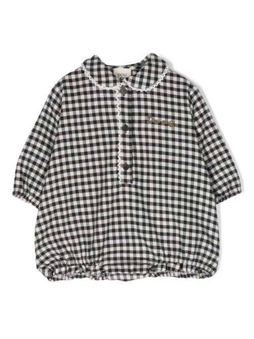Logo-embossed plaid shorties - Black