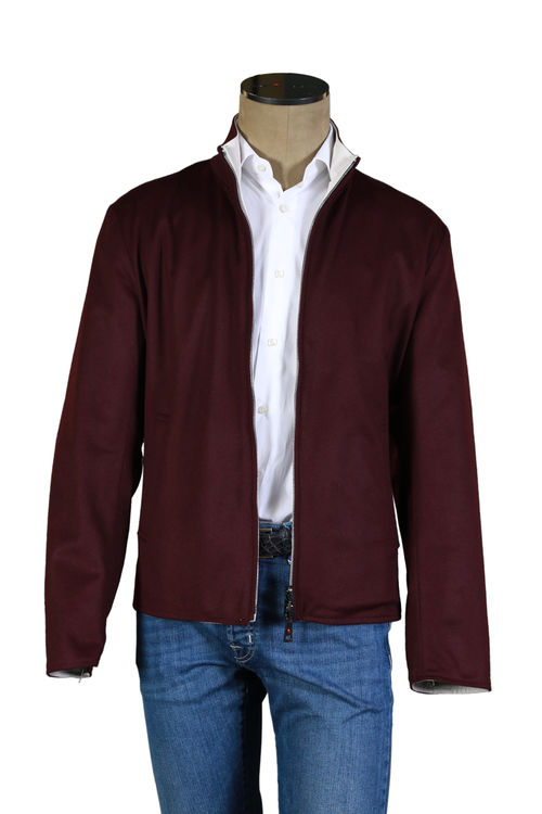 Kired by Burgundy/ White Solid Cashmere Reversible Jacket