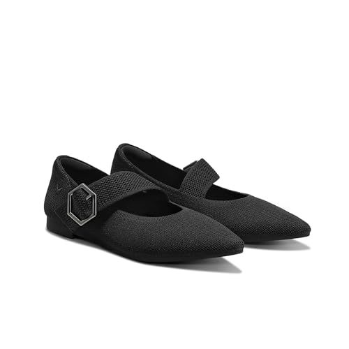 VIVAIA Maria Women's Pointed Toe Mary Jane Flats Washable Ballet Flat Shoe Comfortable Adjustable Strap Dress Flats Red