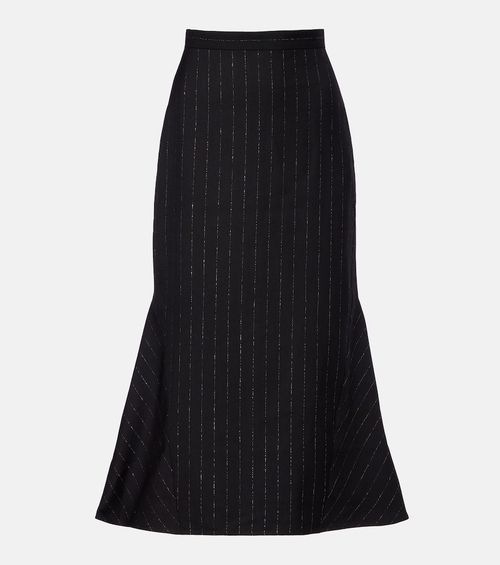 Pinstripe wool midi skirt