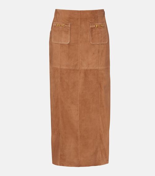 Edwina high-waist suede maxi skirt