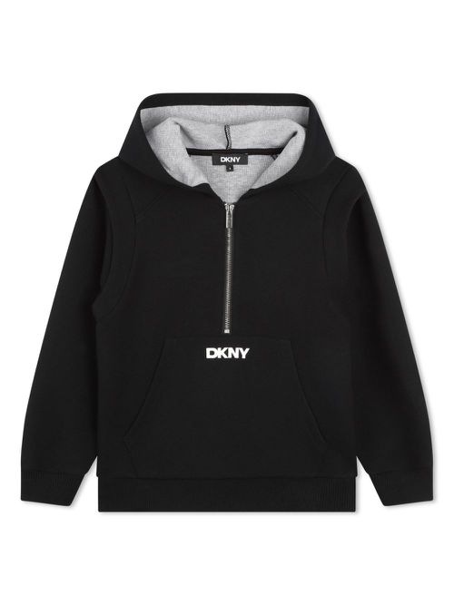 Logo-print zip-up hoodie - Black