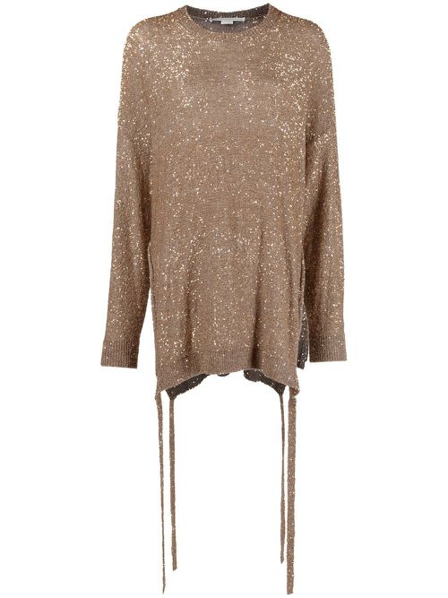 Sequinned side-tie jumper - Grey