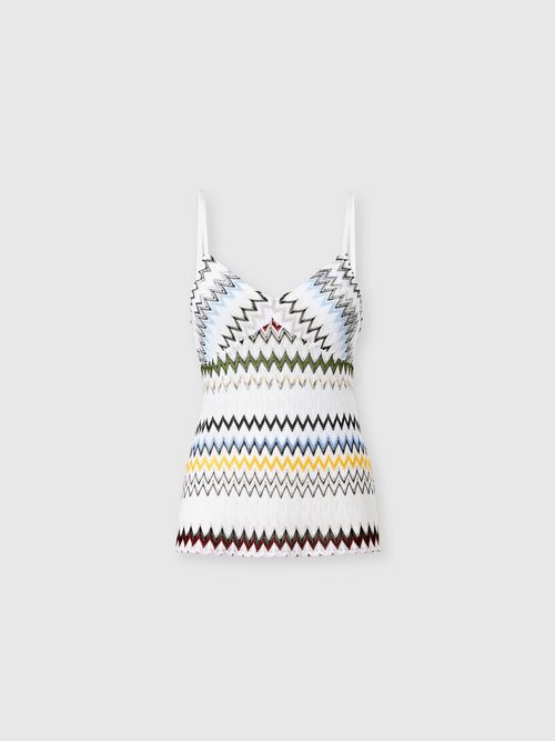 Missoni - Top in cotton and viscose zig zag, Women, Green& Brown