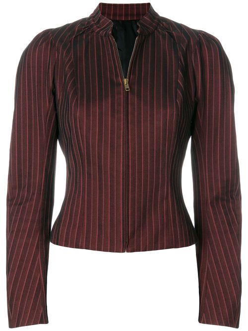 Pinstriped zipped blouse - Red