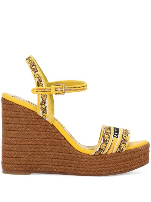 Majolica Wedge Espadrilles - Women's - Cotton/Lamb Skin/Goat Skin/Lamb SkinRubber