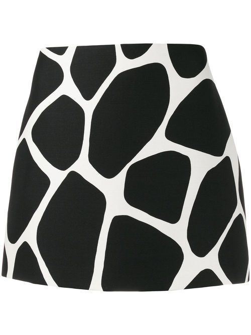 Giraffe print fitted mini skirt - Black