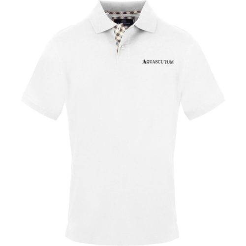 Aquascutum Mens Collared Neck Short Sleeve Polo Shirt in White - X-Large