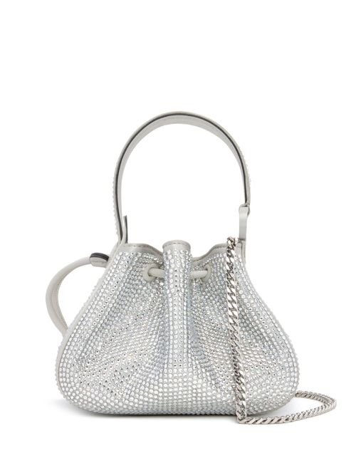 Nano O Handle crystal-pavé bag - Grey