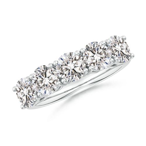 Angara 3.15 Carats Prong-Set Round Diamond Five Stone Wedding Ring in Platinum