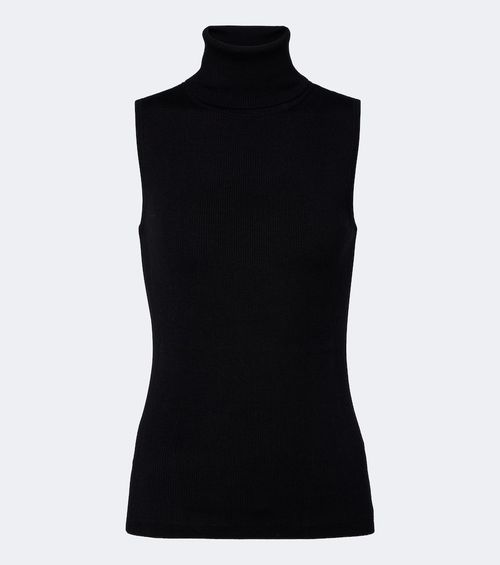 Ribbed-knit virgin wool turtleneck top