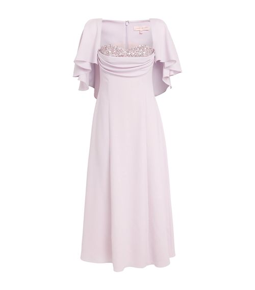 Crepe Embellished Birdie Midi Dress