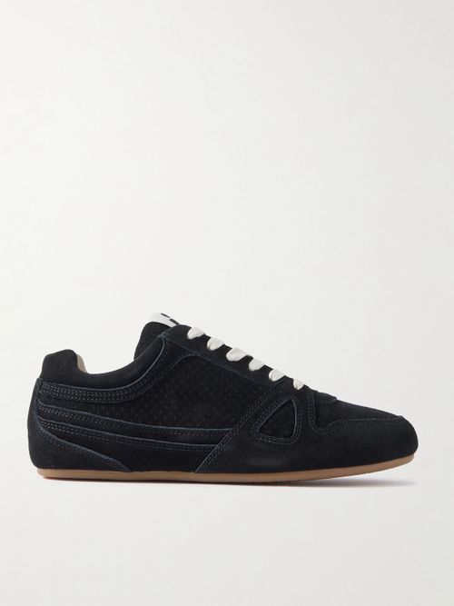 Senny Perforated Suede Sneakers - Black