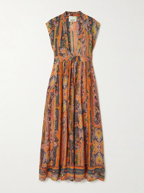 Melissa Belted Paisley-print Silk Maxi Dress - Orange