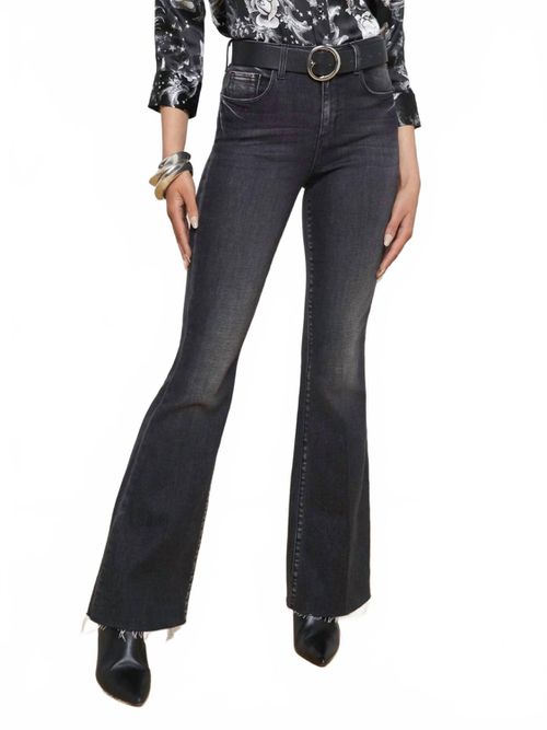 Sera High Rise Sneaker Flare Jean In Obsidian