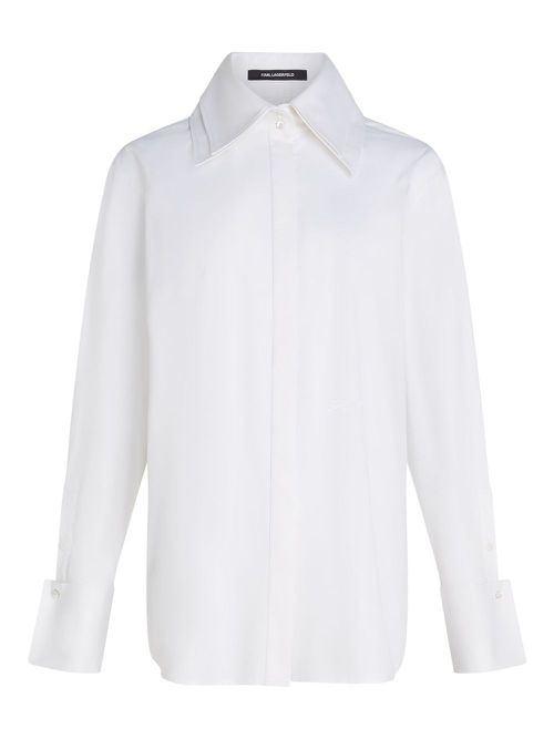 Double-collar poplin shirt - White