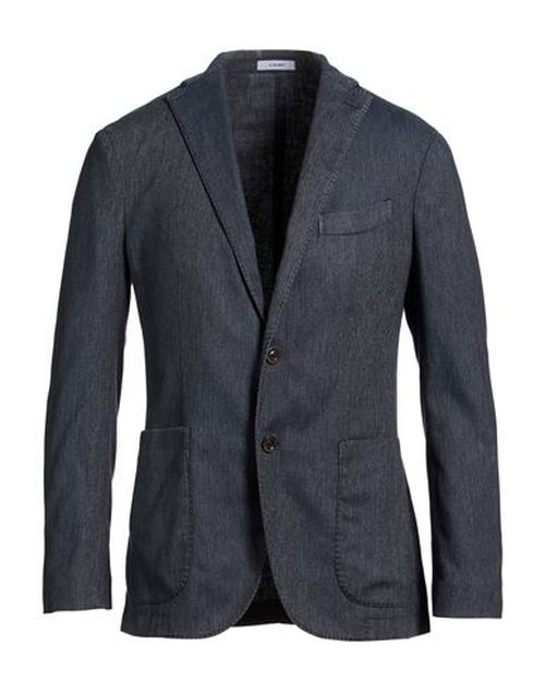 Man Blazer Blue Size 42 Cotton, Linen, Polyester, Elastane
