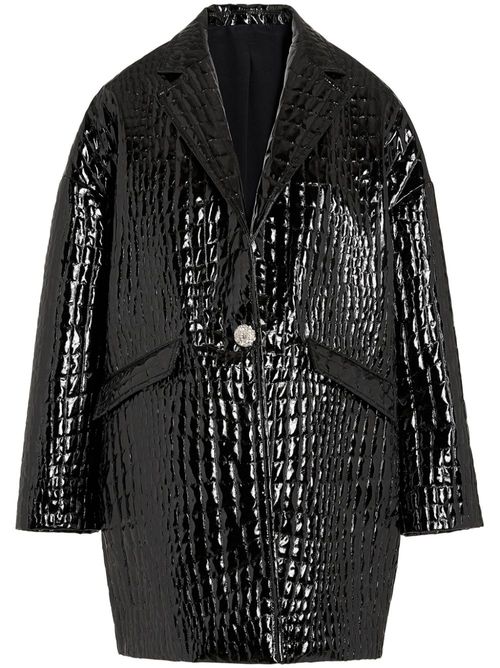 Crocodile-embossed coat - Black
