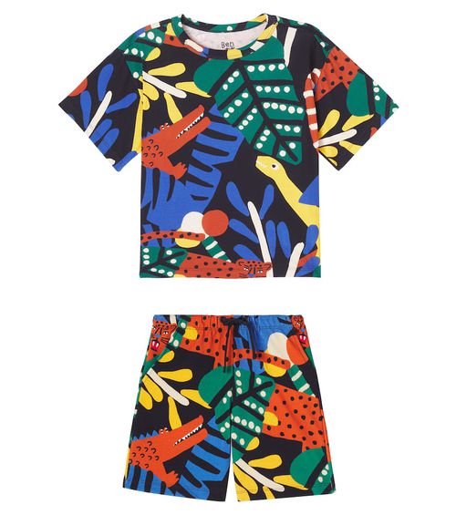 Fábula Printed cotton T-shirt and shorts set