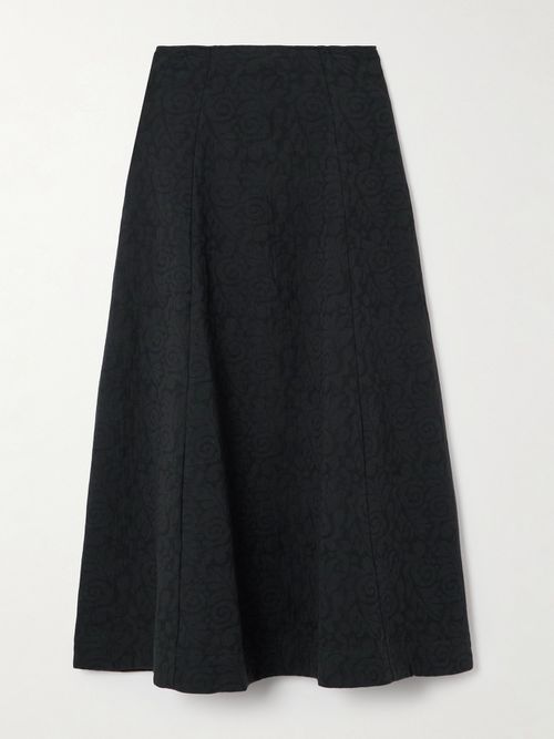 Floral Organic Cotton-jacquard Skirt - Black