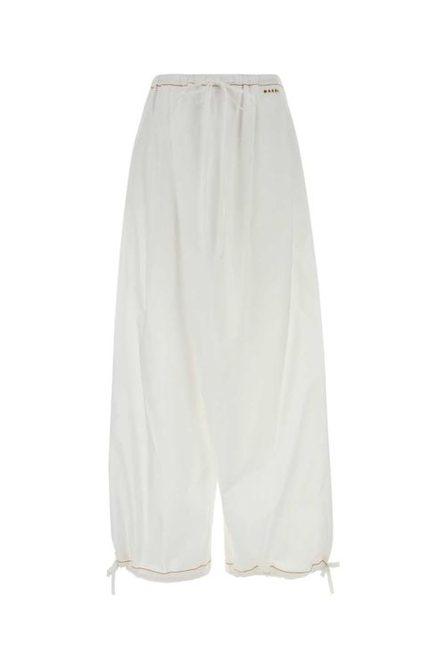 Wide-Leg Poplin Trousers — White