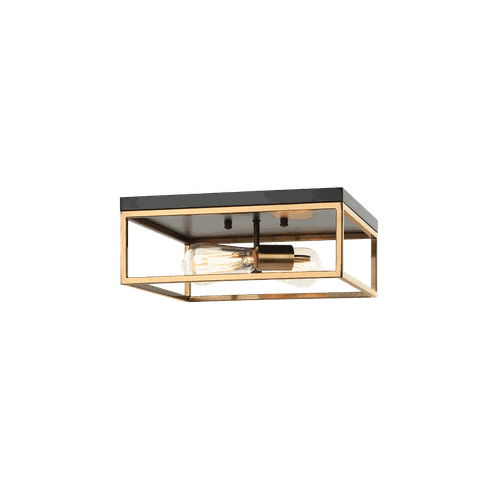Black & Aged Gold Brass Two Light Ceiling Mount from the Clarke Collection