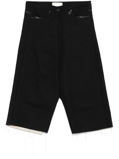 Frayed-brim midi skirt - Black