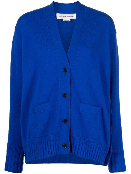 Fine-knit wool cardigan - Blue
