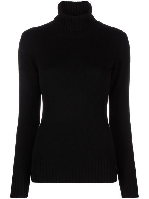 Roll-neck cashmere jumper - Black