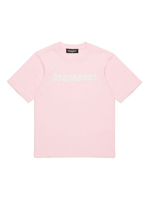 Logo-embroidered cotton T-shirt - Pink