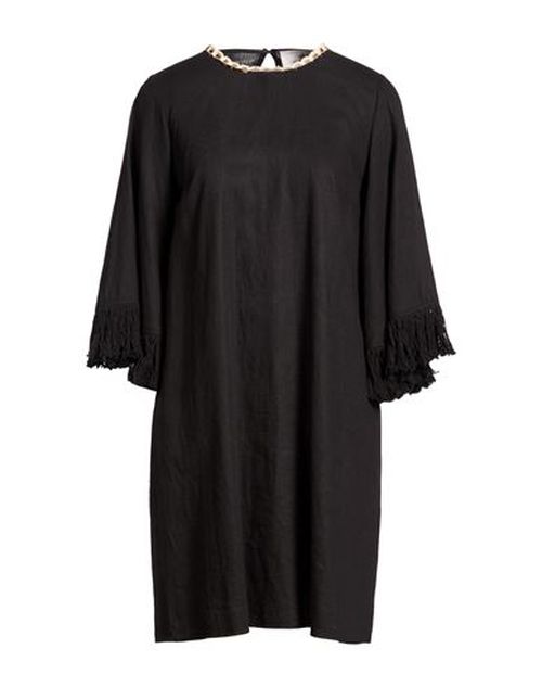 Woman Mini dress Black Size S Linen, Viscose