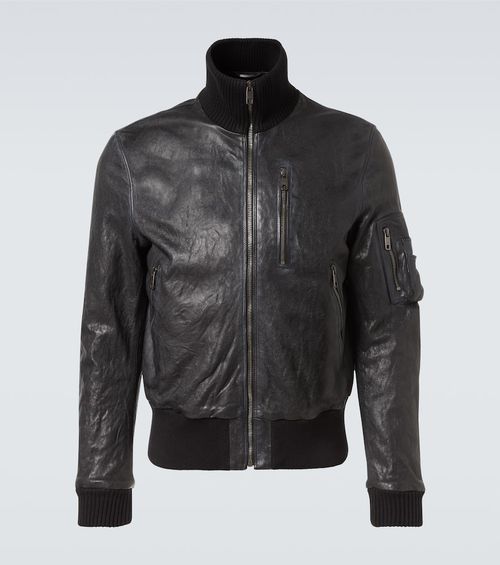 Leather bomber jacket