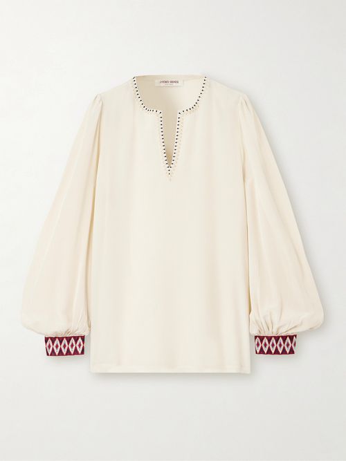 Vera Samarcanda Embroidred Silk-chiffon Shirt - IT38