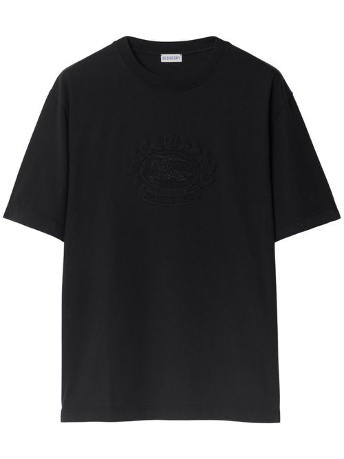 EKD-embroidered cotton T-shirt - Black