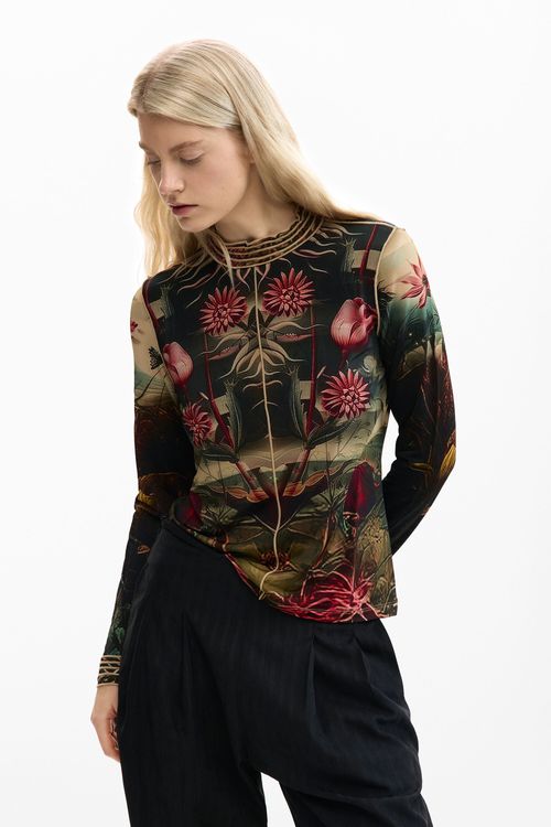 Printed high neck t-shirt