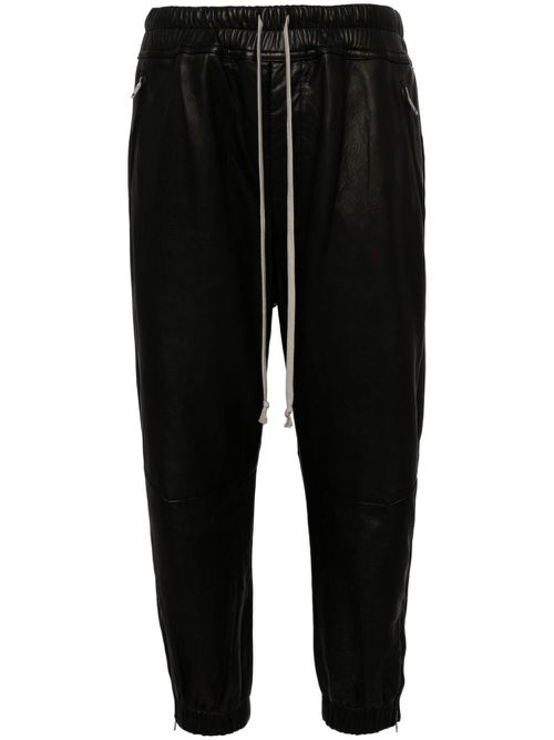 Cropped leather trousers - Black