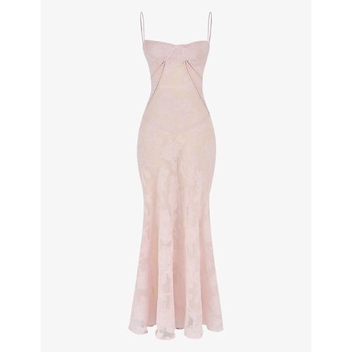 Womens Soft Pink Seren Lace-up Lace Maxi Dress