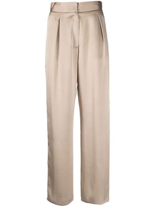 Cropped silk palazzo pants - Neutrals