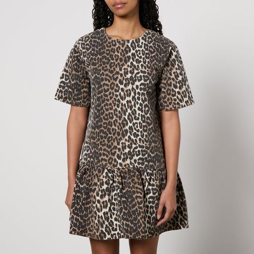 Ganni Leopard-Print Denim Mini Dress - EU 36/UK 8