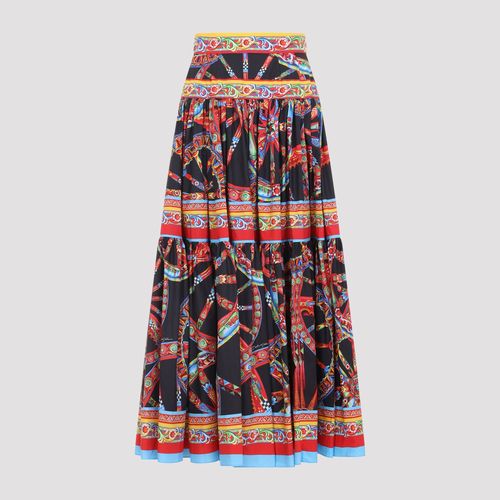 Women's Midi Cotton Carretto-Style Pleated Skirt