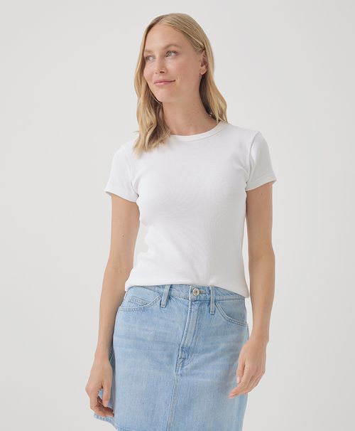 Women's White Favorite Rib Slim Tee