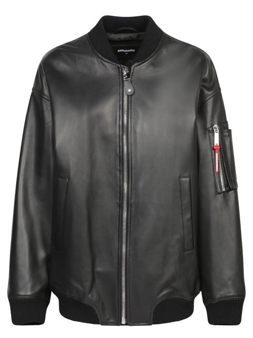 Black Leather Bomber