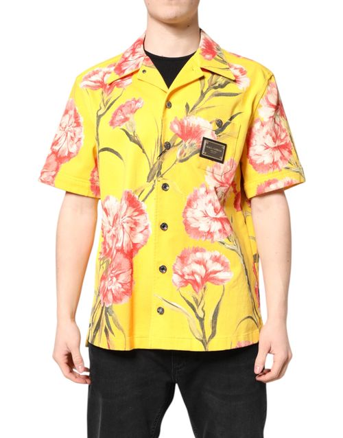Floral-Print Cotton Shirt — Yellow