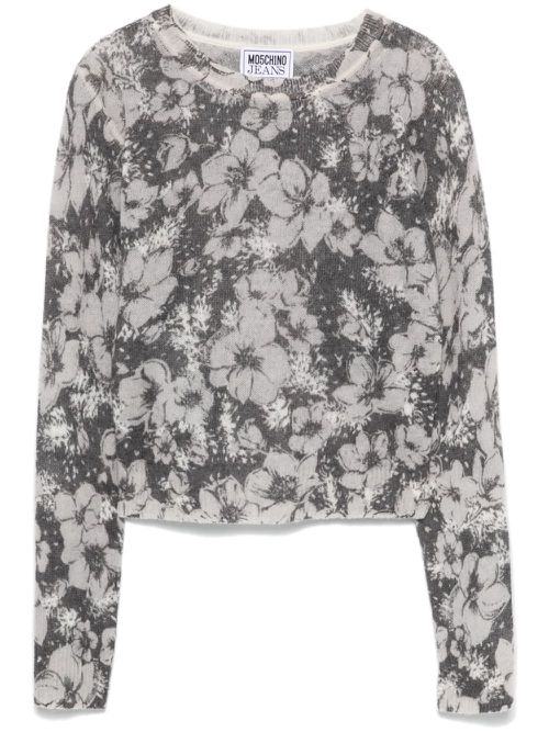 Floral-jacquard sweater - Grey