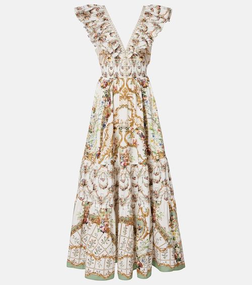 Floral ruffled cotton maxi dress
