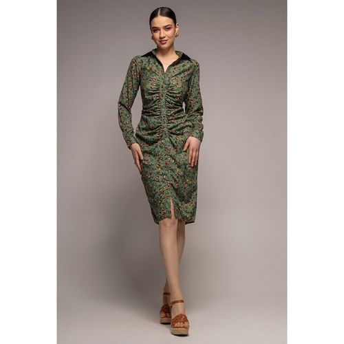City Goddess Floral Print Shirt Dress - Sage Green