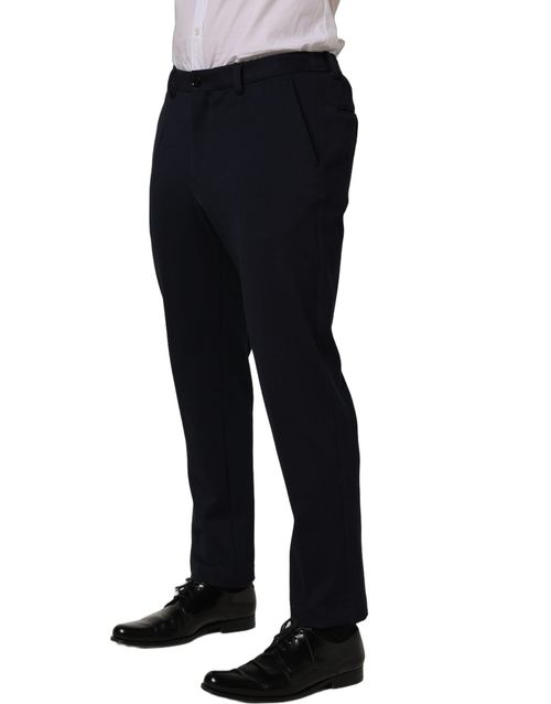 Tapered-Leg Cotton Trousers — Black